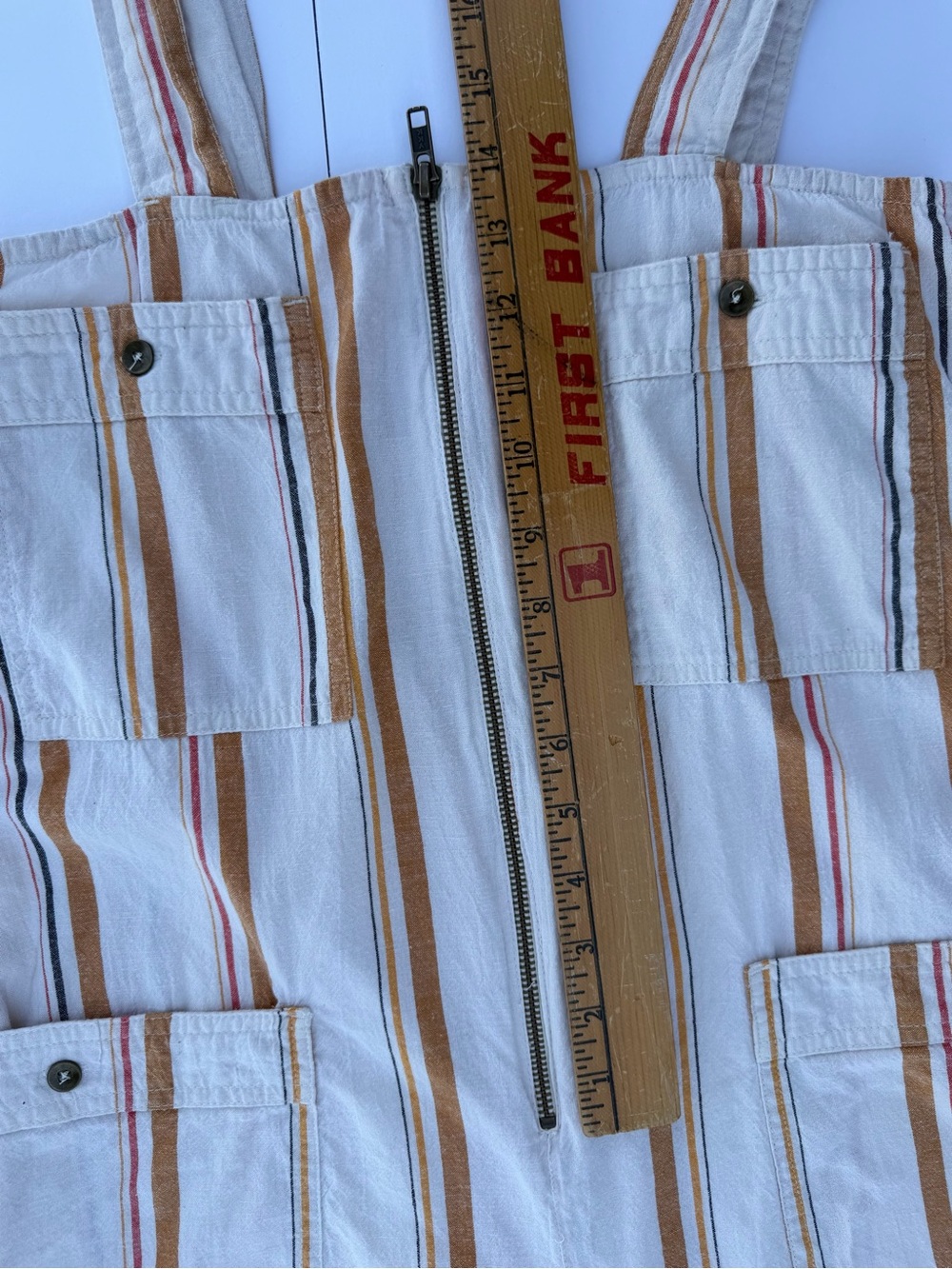 Billabong Cream and Brown Striped Cargo‎ Overalls - Picture 7 of 10